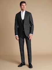 Charles Tyrwhitt Grey Adjustable Fit End on End Travel Suit: Waistcoat - Image 1 of 4