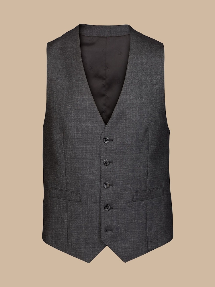 Charles Tyrwhitt Grey Adjustable Fit End on End Travel Suit: Waistcoat - Image 4 of 4