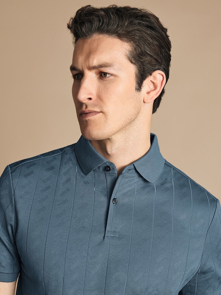 Charles Tyrwhitt Large Textured Jacquard Polo Shirt - Image 2 of 5