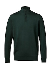 Charles Tyrwhitt Green Merino Button Neck Jumper - Image 3 of 5