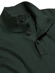 Charles Tyrwhitt Green Merino Button Neck Jumper - Image 4 of 5