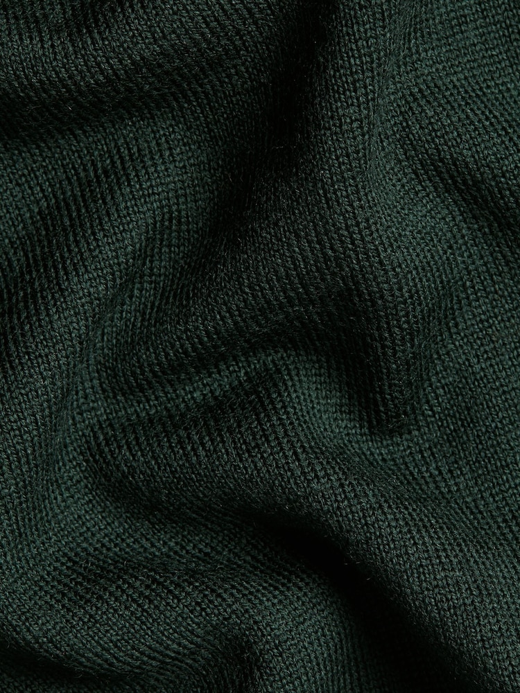 Charles Tyrwhitt Green Merino Button Neck Jumper - Image 5 of 5 Charles Tyrwhitt Green Merino Button Neck Jumper - Image 5 of 5