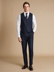 Charles Tyrwhitt Blue Adjustable Fit End on End Travel Suit: Waistcoat - Image 1 of 3