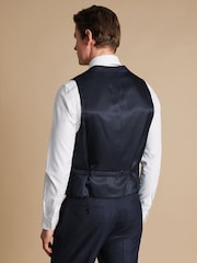 Charles Tyrwhitt Blue Adjustable Fit End on End Travel Suit: Waistcoat - Image 2 of 3