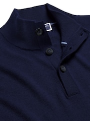Charles Tyrwhitt Blue Merino Button Neck Jumper - Image 5 of 6