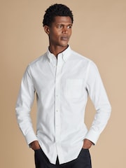 Charles Tyrwhitt White Slim Fit Plain Button Down Non Iron Stretch Oxford Shirt - Image 1 of 7