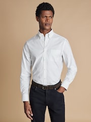 Charles Tyrwhitt White Slim Fit Plain Button Down Non Iron Stretch Oxford Shirt - Image 2 of 7
