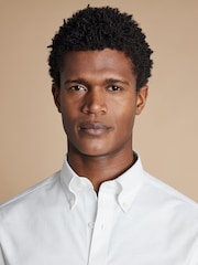 Charles Tyrwhitt White Slim Fit Plain Button Down Non Iron Stretch Oxford Shirt - Image 3 of 7