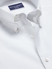 Charles Tyrwhitt White Slim Fit Plain Button Down Non Iron Stretch Oxford Shirt - Image 6 of 7