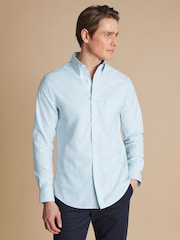Charles Tyrwhitt Blue Slim Fit Plain Button Down Non Iron Stretch Oxford Shirt - Image 2 of 7
