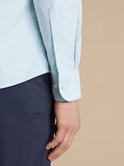 Charles Tyrwhitt Blue Slim Fit Plain Button Down Non Iron Stretch Oxford Shirt - Image 3 of 7