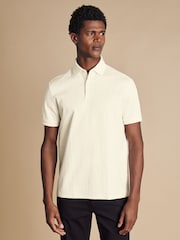 Charles Tyrwhitt Natural Large Textured Jacquard Polo Shirt - Image 1 of 5