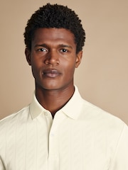 Charles Tyrwhitt Natural Large Textured Jacquard Polo Shirt - Image 2 of 5