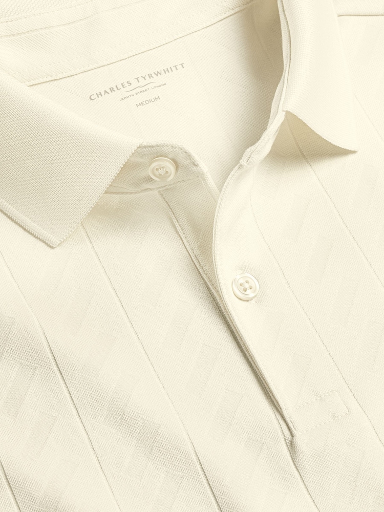 Charles Tyrwhitt Natural Large Textured Jacquard Polo Shirt - Image 5 of 5