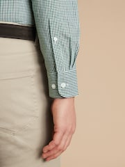 Charles Tyrwhitt Green Check SF Soft Washed Non Iron Stretch Poplin 100% Cotton Shirt With Pocket - Image 4 of 7