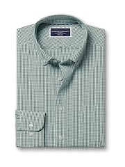 Charles Tyrwhitt Green Check SF Soft Washed Non Iron Stretch Poplin 100% Cotton Shirt With Pocket - Image 5 of 7