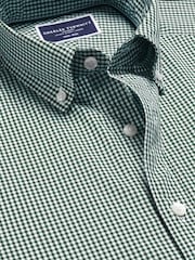 Charles Tyrwhitt Green Check SF Soft Washed Non Iron Stretch Poplin 100% Cotton Shirt With Pocket - Image 6 of 7