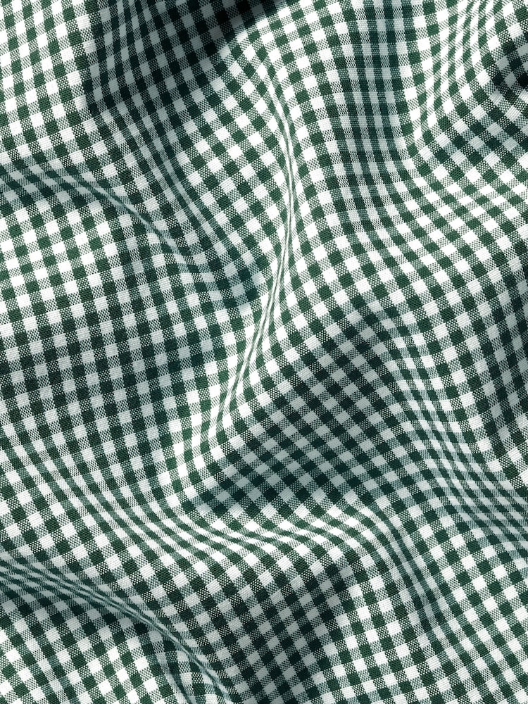 Charles Tyrwhitt Green Check SF Soft Washed Non Iron Stretch Poplin 100% Cotton Shirt With Pocket - Image 7 of 7