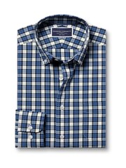 Charles Tyrwhitt Blue Check SF Soft Washed Non Iron Stretch Poplin 100% Cotton Shirt With Pocket - Image 5 of 7