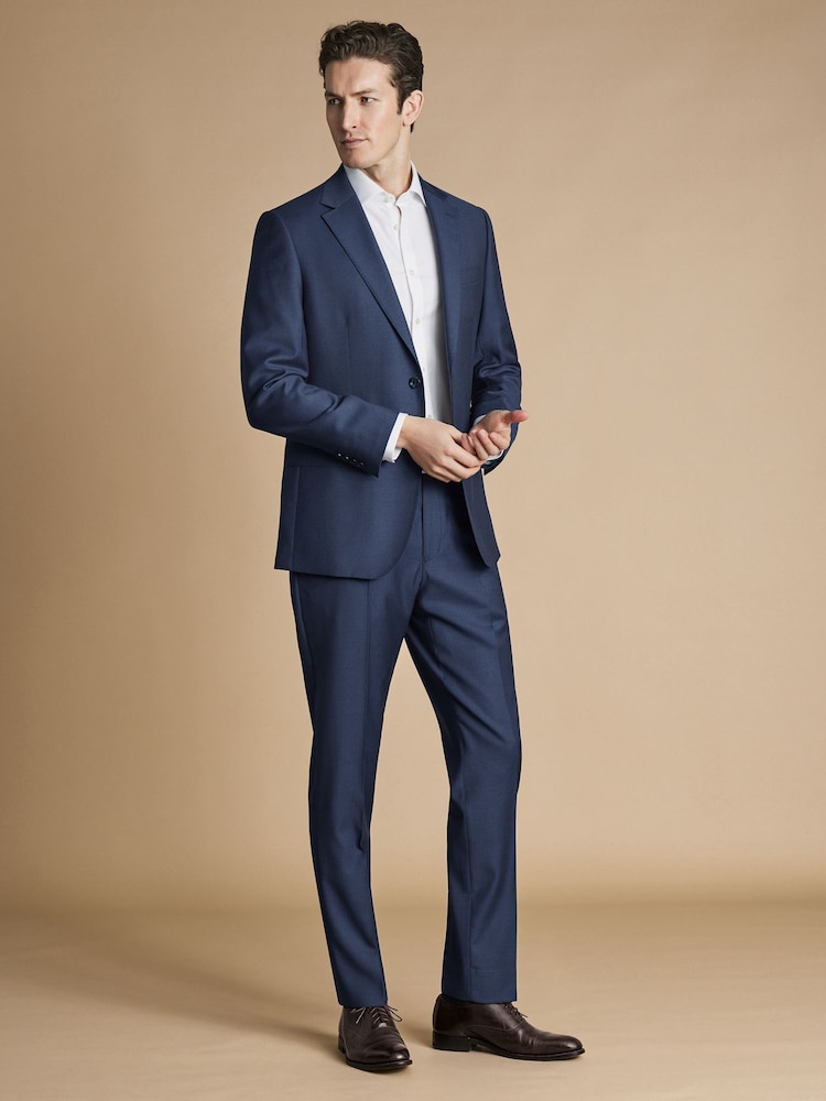 Charles Tyrwhitt Blue Slim Fit Twill Business Suit: Jacket - Image 3 of 5