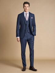Charles Tyrwhitt Blue Adjustable Fit Twill Business Suit: Waistcoat - Image 1 of 2