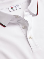 Charles Tyrwhitt White RFU Collar Detail Short Sleeve Pique Polo Shirt - Image 4 of 6