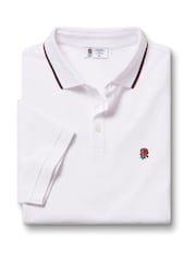 Charles Tyrwhitt White RFU Collar Detail Short Sleeve Pique Polo Shirt - Image 6 of 6