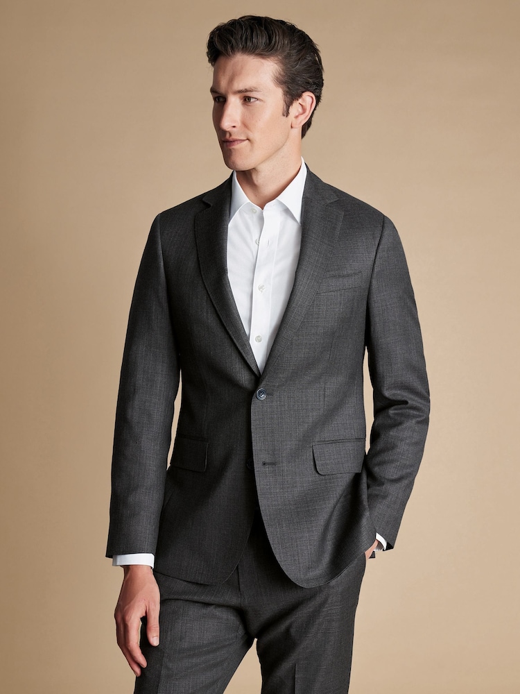 Charles Tyrwhitt Grey Slim Fit Italian Luxury Suit: Jacket - Image 1 of 5