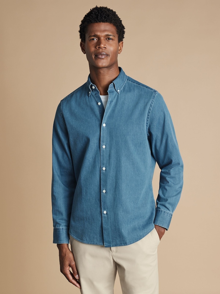 Charles Tyrwhitt – einfarbiges Slim-Fit-Denimhemd aus 100 % Baumwolle - Bild 2 von 7 Charles Tyrwhitt – einfarbiges Slim-Fit-Denimhemd aus 100 % Baumwolle - Bild 2 von 7