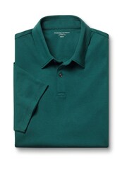 Charles Tyrwhitt Green Plain Short Sleeve Jersey 100% Cotton Polo Shirt - Image 3 of 5