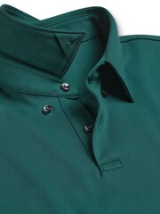 Charles Tyrwhitt Green Plain Short Sleeve Jersey 100% Cotton Polo Shirt - Image 4 of 5
