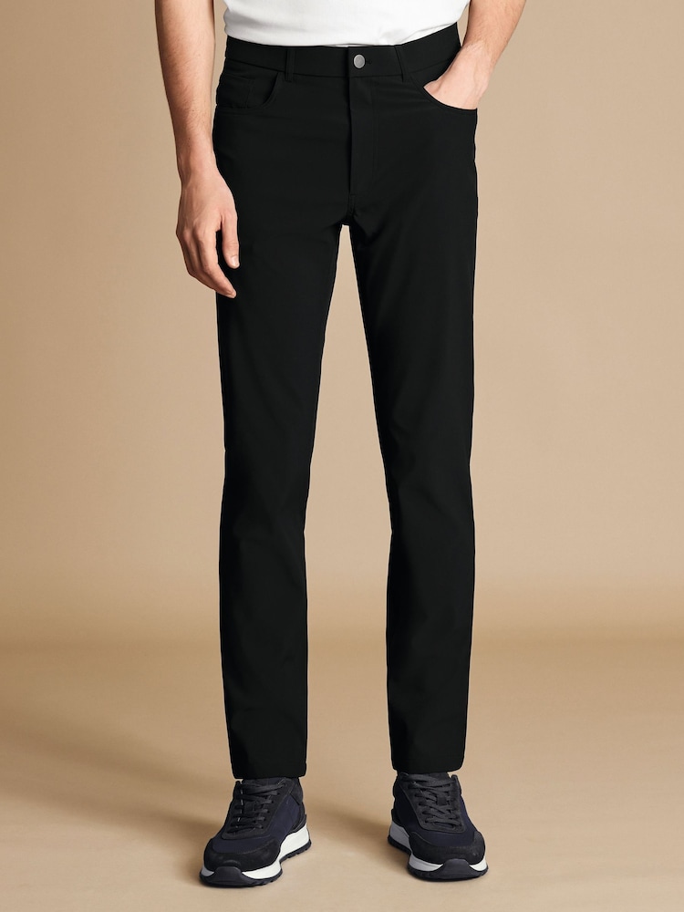 Charles Tyrwhitt Black Performance 5 Pocket Trousers - Image 1 of 5