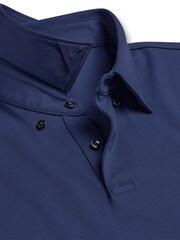 Charles Tyrwhitt Blue Plain Short Sleeve Jersey 100% Cotton Polo Shirt - Image 4 of 5
