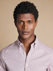 Charles Tyrwhitt Red Check Slim Fit Button-Down Non-iron Stretch Oxford Shirt - Image 3 of 6