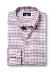 Charles Tyrwhitt Red Check Slim Fit Button-Down Non-iron Stretch Oxford Shirt - Image 4 of 6