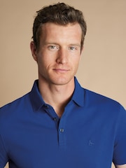 Charles Tyrwhitt Blue Short Sleeve Cotton Stretch Pique Polo Shirt - Image 2 of 5