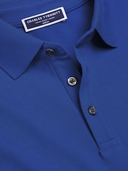 Charles Tyrwhitt Blue Short Sleeve Cotton Stretch Pique Polo Shirt - Image 4 of 5