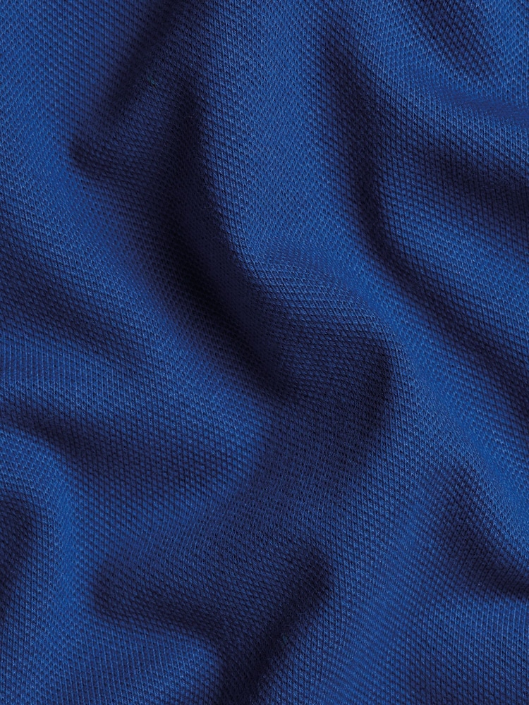 Charles Tyrwhitt Blue Short Sleeve Cotton Stretch Pique Polo Shirt - Image 5 of 5
