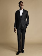 Charles Tyrwhitt Grey Adjustable Fit Twill Business Suit: Waistcoat - Image 1 of 1
