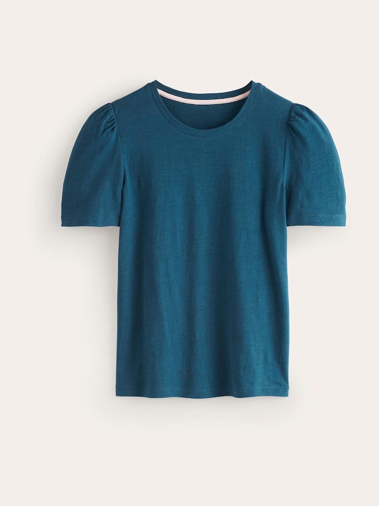 Boden Blue 100% Cotton Puff Sleeve T-Shirt - Image 4 of 4 Boden Blue 100% Cotton Puff Sleeve T-Shirt - Image 4 of 4