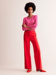 Boden Pink Crew Neck Catriona Cotton Jumper - Image 4 of 6