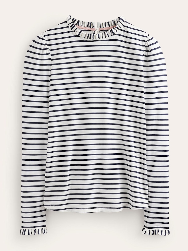 Boden Light Blue Supersoft Frill Detail Top - Image 5 of 5 Boden Light Blue Supersoft Frill Detail Top - Image 5 of 5