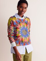 Boden Yellow Hannah Printed 100% Cotton Sweatshirt - Image 4 of 5