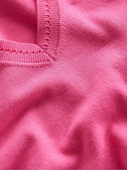 Boden Pink V-Neck Catriona Cotton Jumper - Image 3 of 3