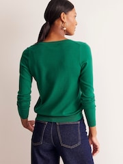 Boden Dark Green V-Neck Catriona Cotton Jumper - Image 3 of 6