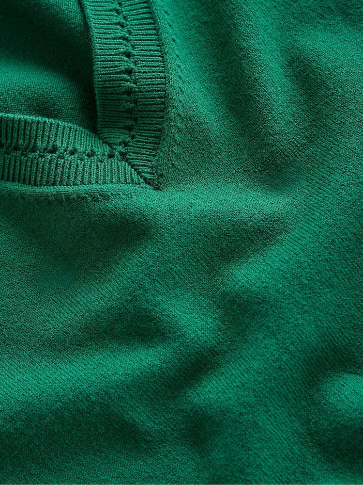 Boden Dark Green V-Neck Catriona Cotton Jumper - Image 6 of 6