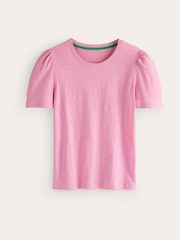 Boden Pink 100% Cotton Puff Sleeve T-Shirt - Image 5 of 5