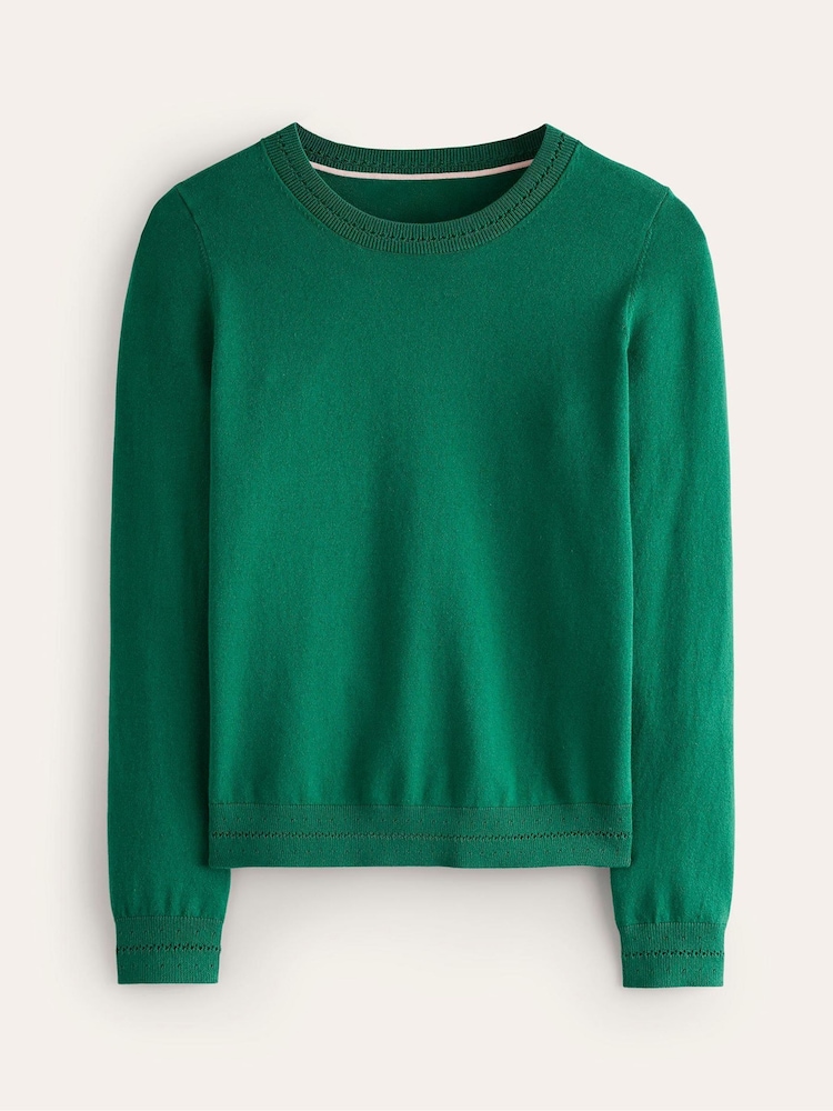 Boden Light Green Crew Neck Catriona Cotton Jumper - Image 5 of 6