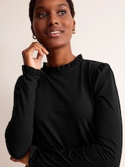 Boden Black Supersoft Frill Detail Top - Image 2 of 5