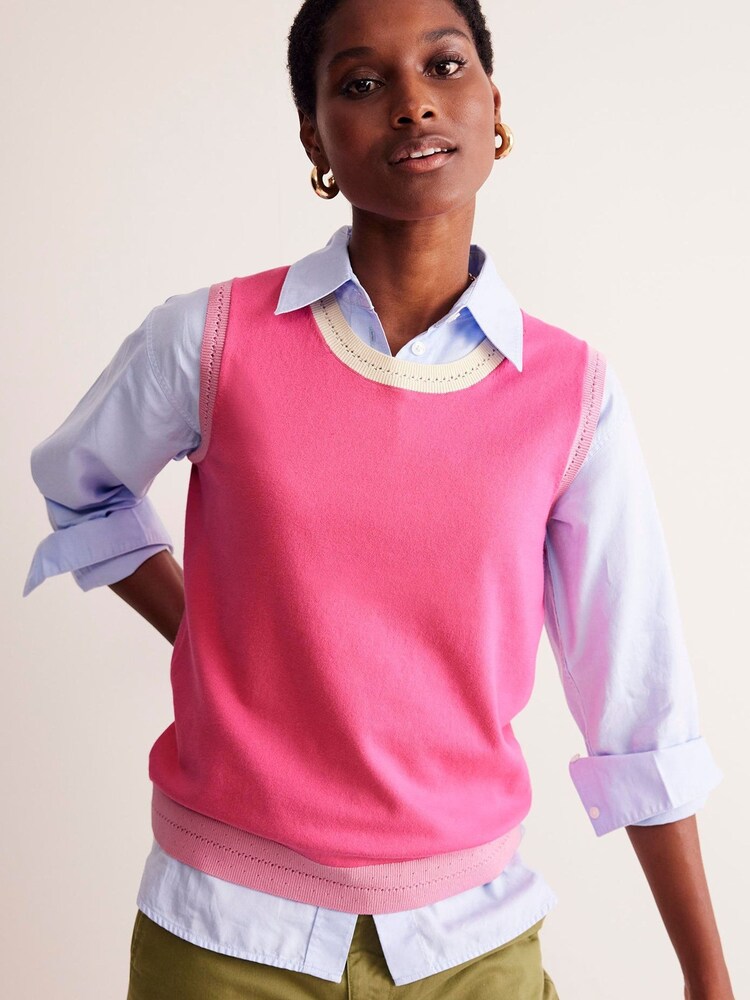 Boden Pink Catriona Crew Neck Cotton Tank - Image 1 of 7